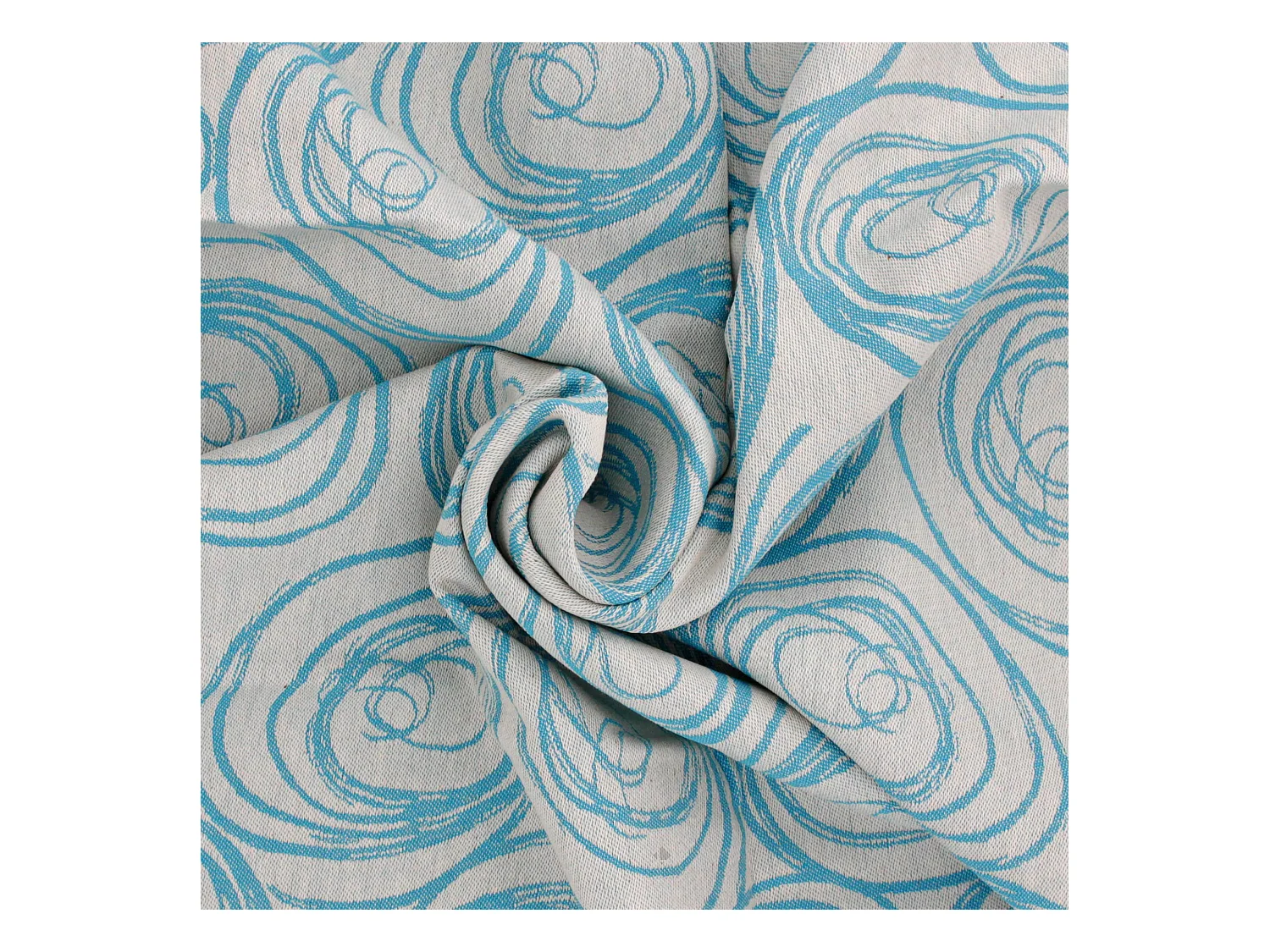 Nappe rectangle 150x350 cm Jacquard coton SPIRALE bleu turquoise