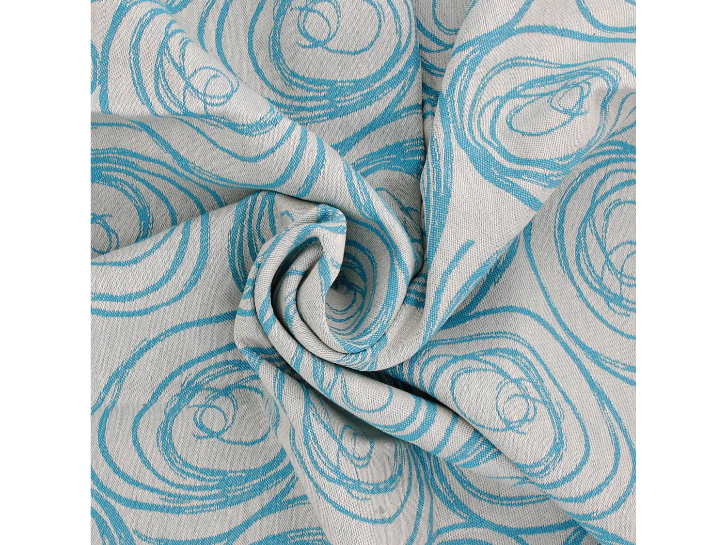 Nappe rectangle 150x350 cm Jacquard coton SPIRALE bleu turquoise