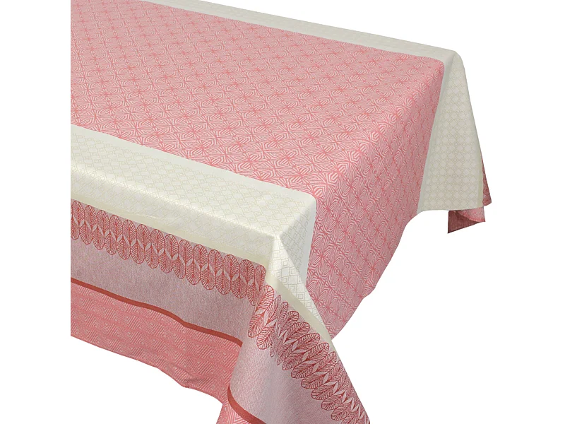 Nappe carrée 150x150 cm Jacquard coton + enduction acrylique CHARLESTON rouge Corail