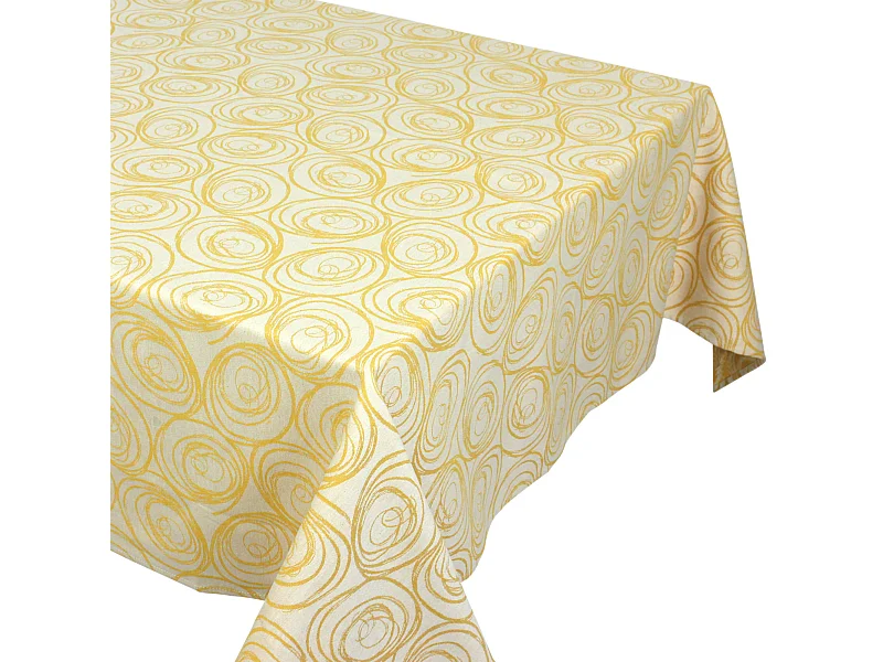 Nappe rectangle 150x200 cm Jacquard coton SPIRALE jaune citron
