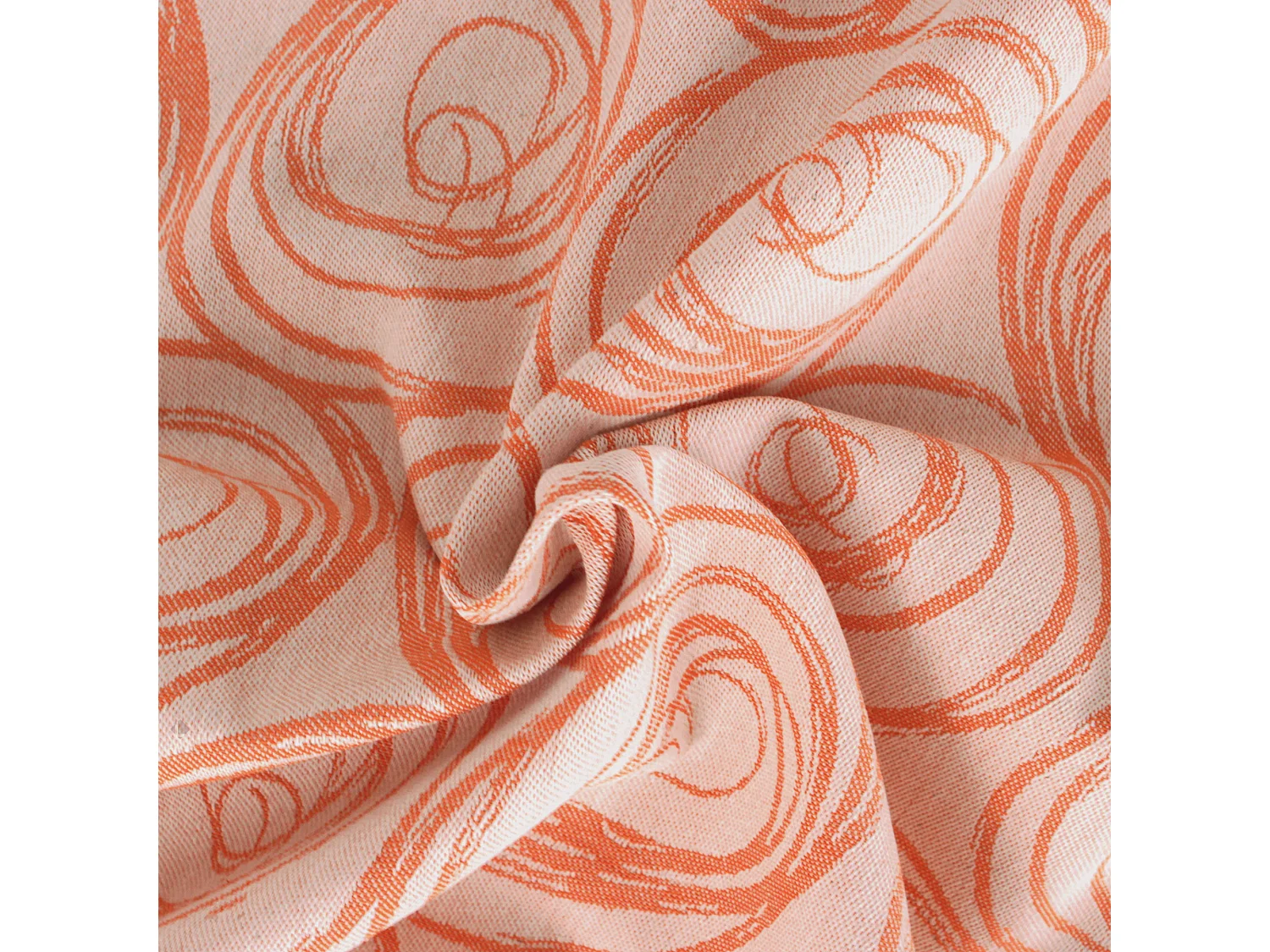 Nappe rectangle 150x200 cm Jacquard coton SPIRALE orange papaye