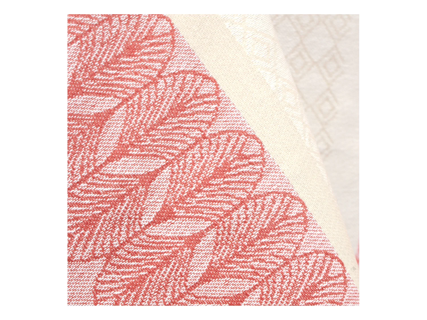 Nappe rectangle 150x350 cm Jacquard coton + enduction acrylique CHARLESTON rouge Corail