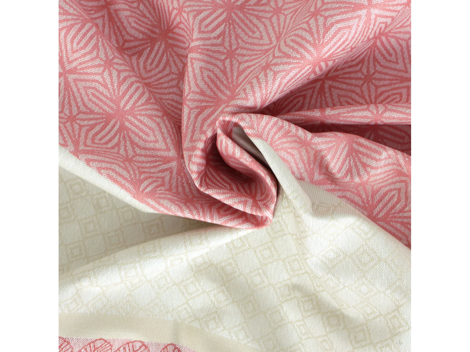 Nappe rectangle 150x350 cm Jacquard coton + enduction acrylique CHARLESTON rouge Corail