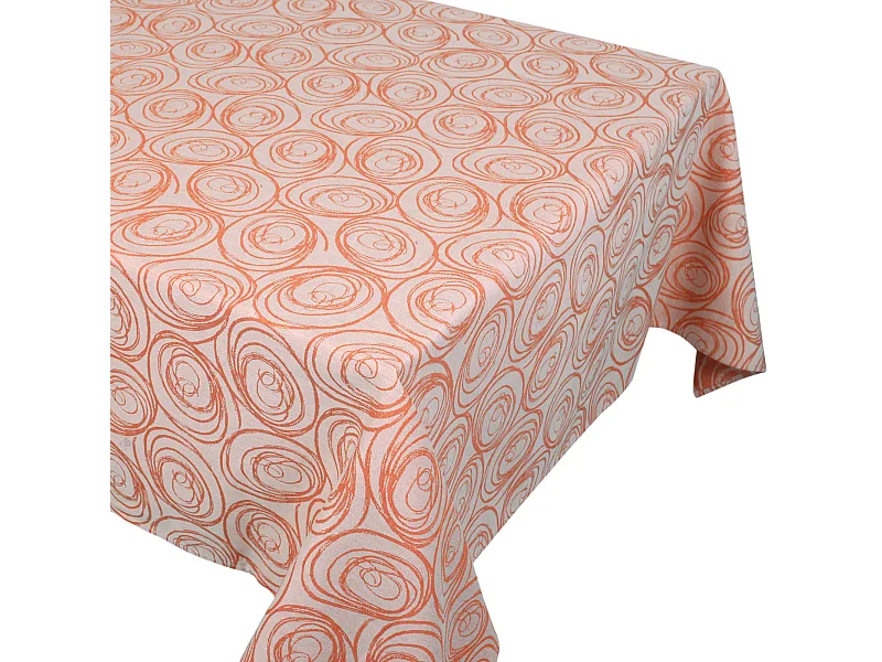 Nappe carrée 150x150 cm Jacquard coton SPIRALE orange papaye