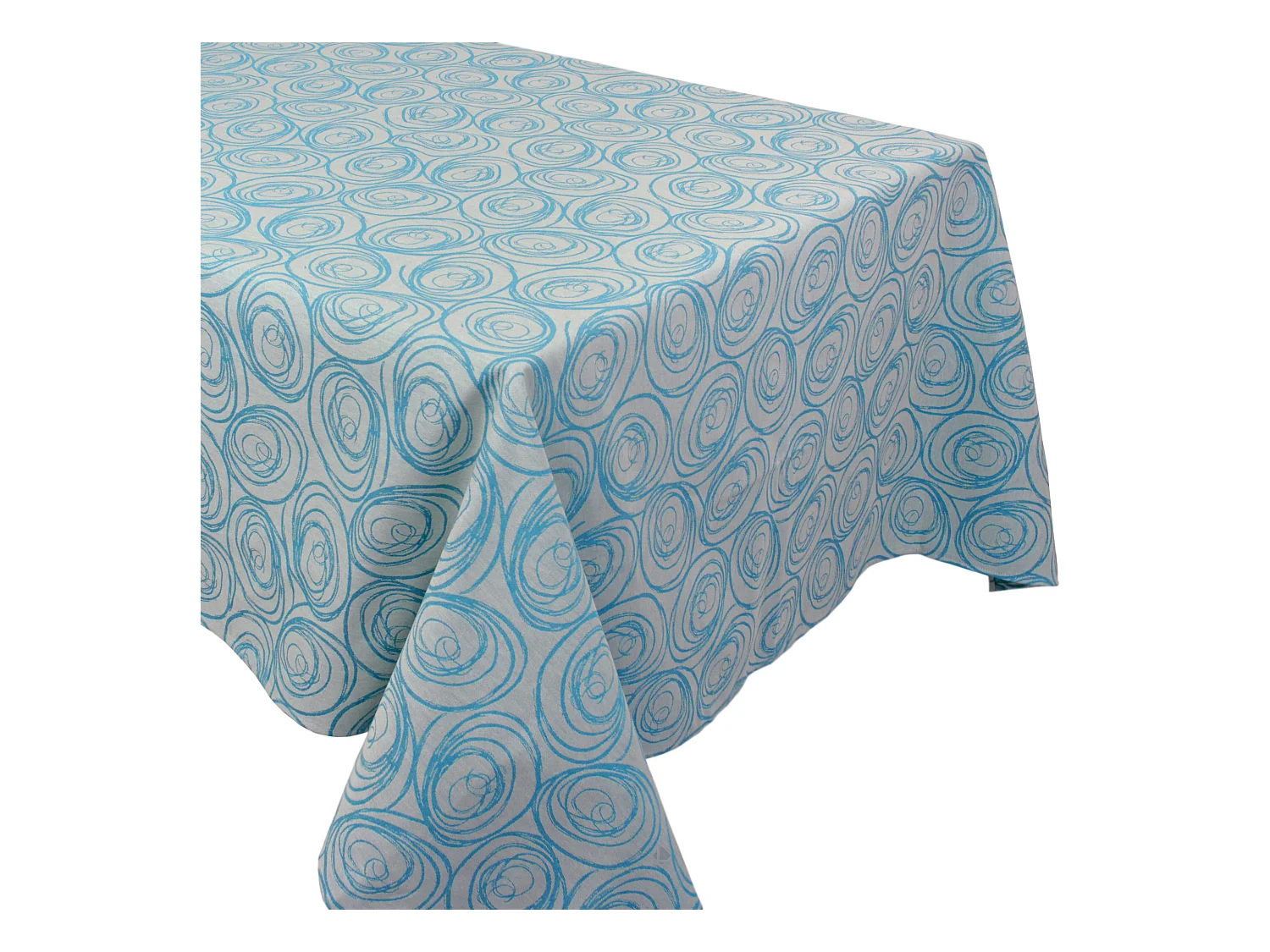 Nappe rectangle 150x300 cm Jacquard coton SPIRALE bleu turquoise