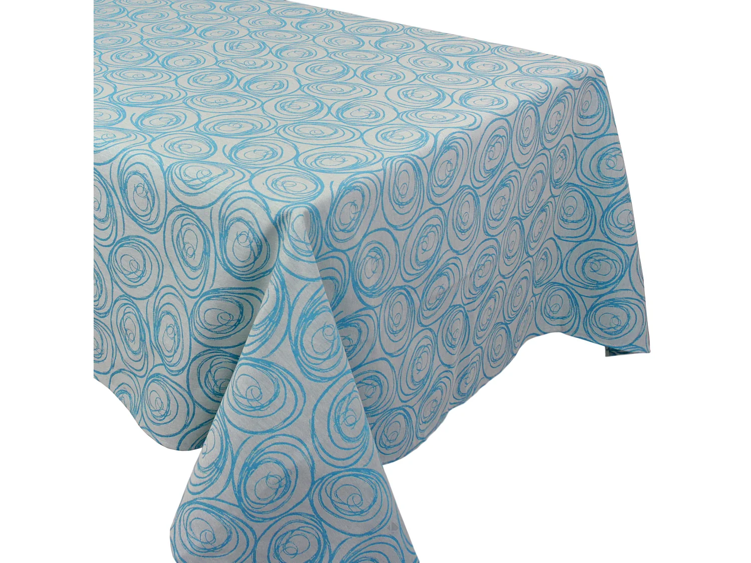 Nappe rectangle 150x200 cm Jacquard coton SPIRALE bleu turquoise
