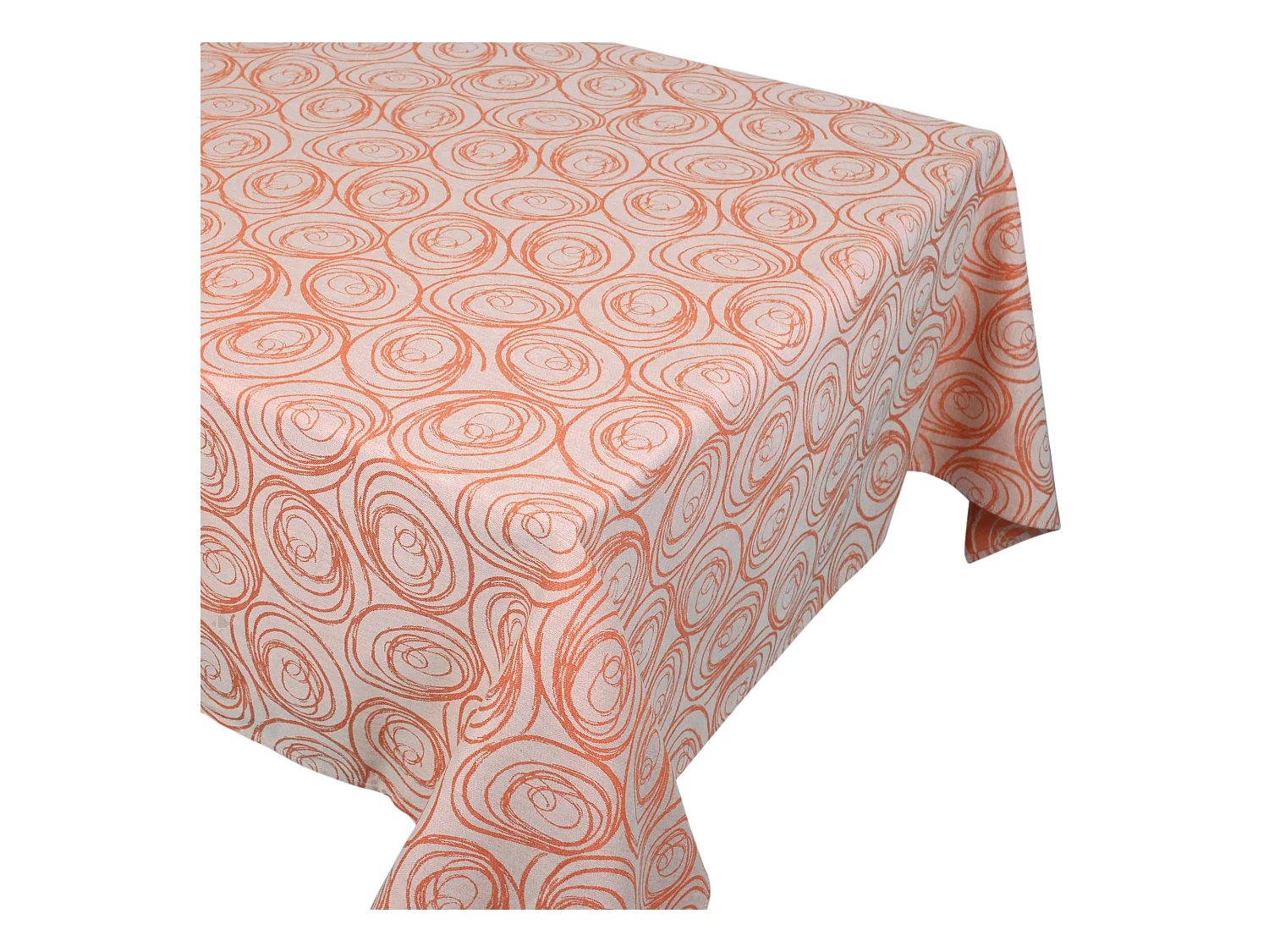 Nappe rectangle 150x300 cm Jacquard coton SPIRALE orange papaye