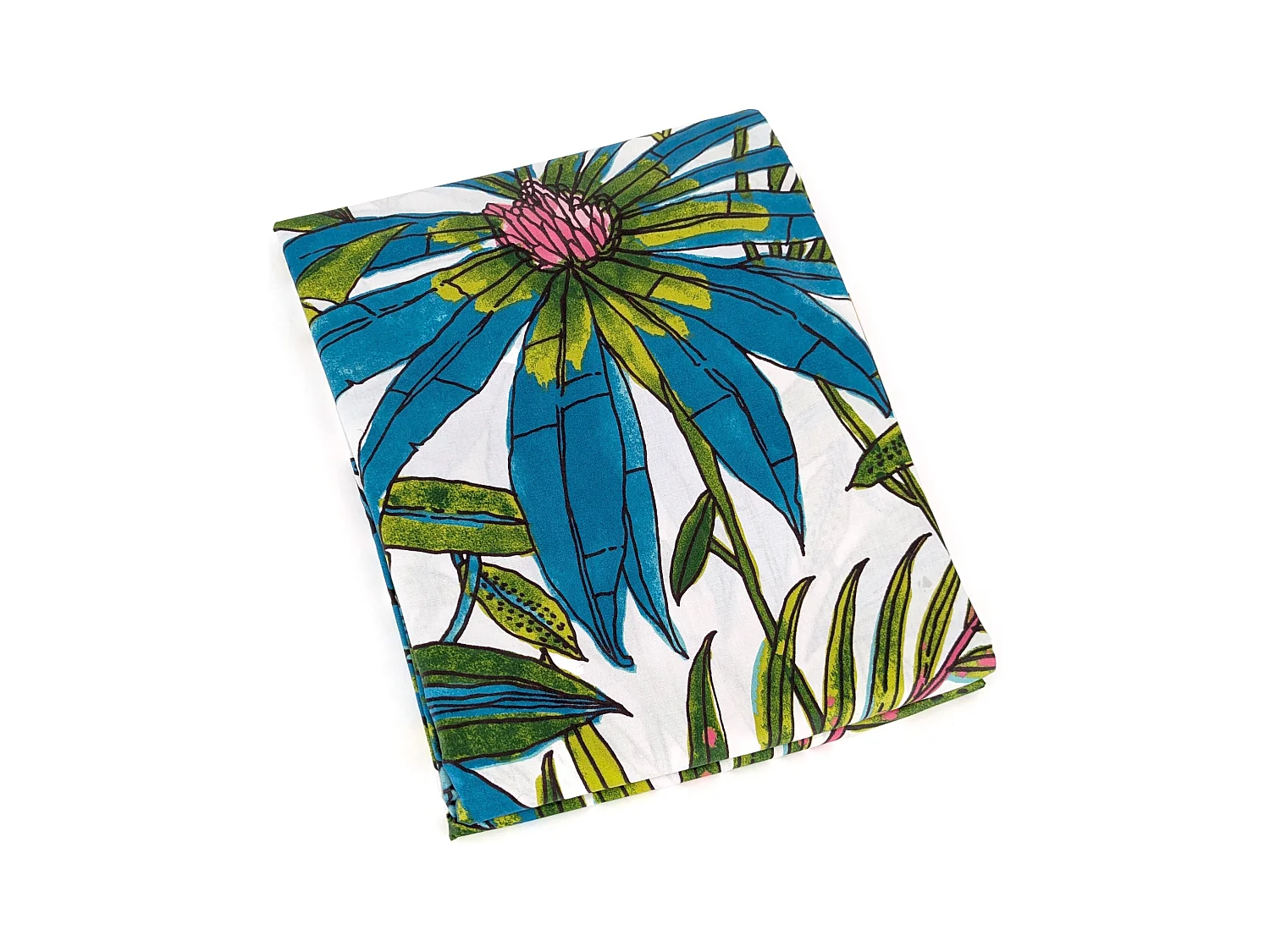 Nappe rectangle 160x350 cm BAHIA bleu Paon coton + enduction acrylique