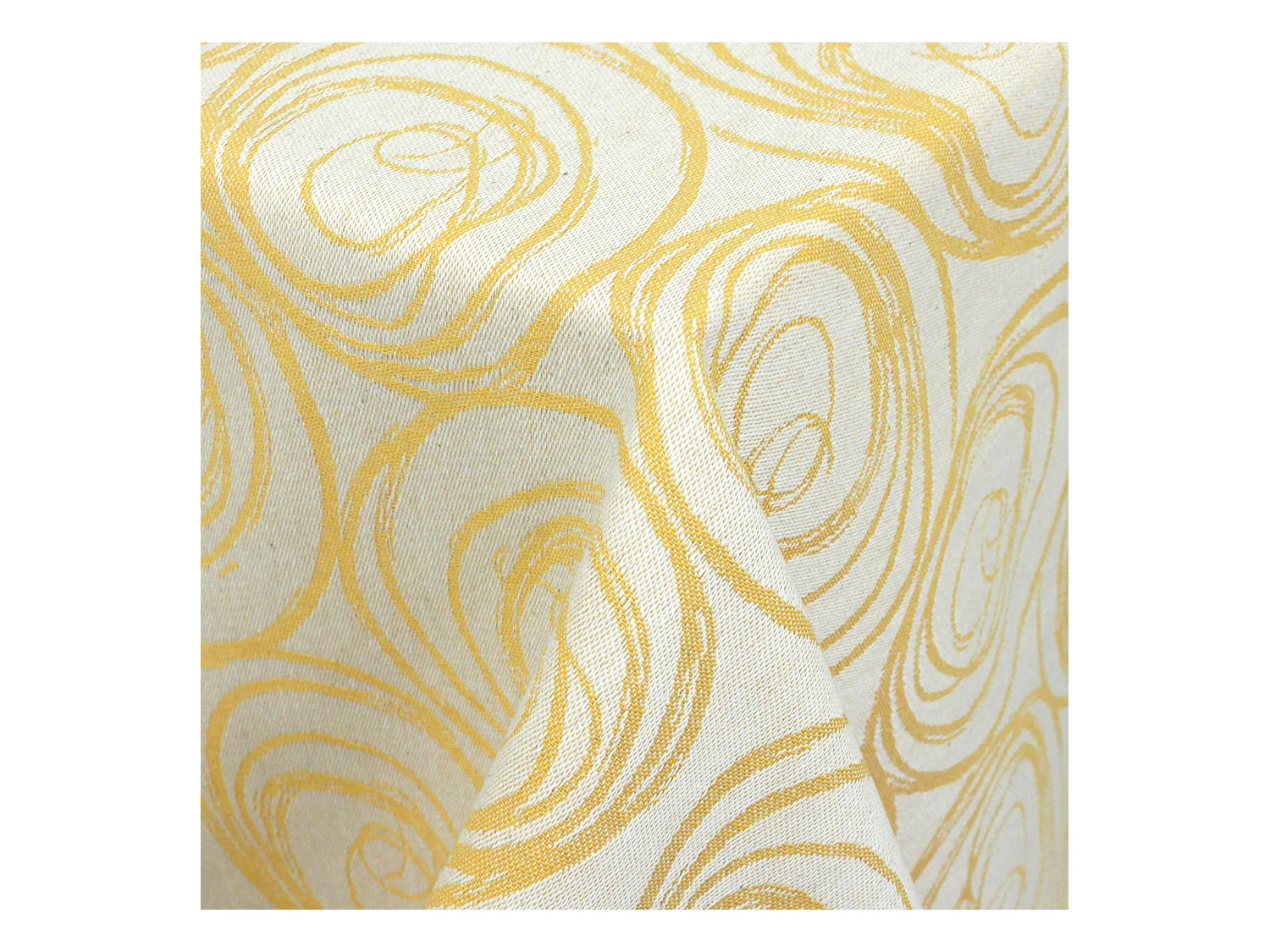 Nappe rectangle 150x350 cm Jacquard coton SPIRALE jaune citron