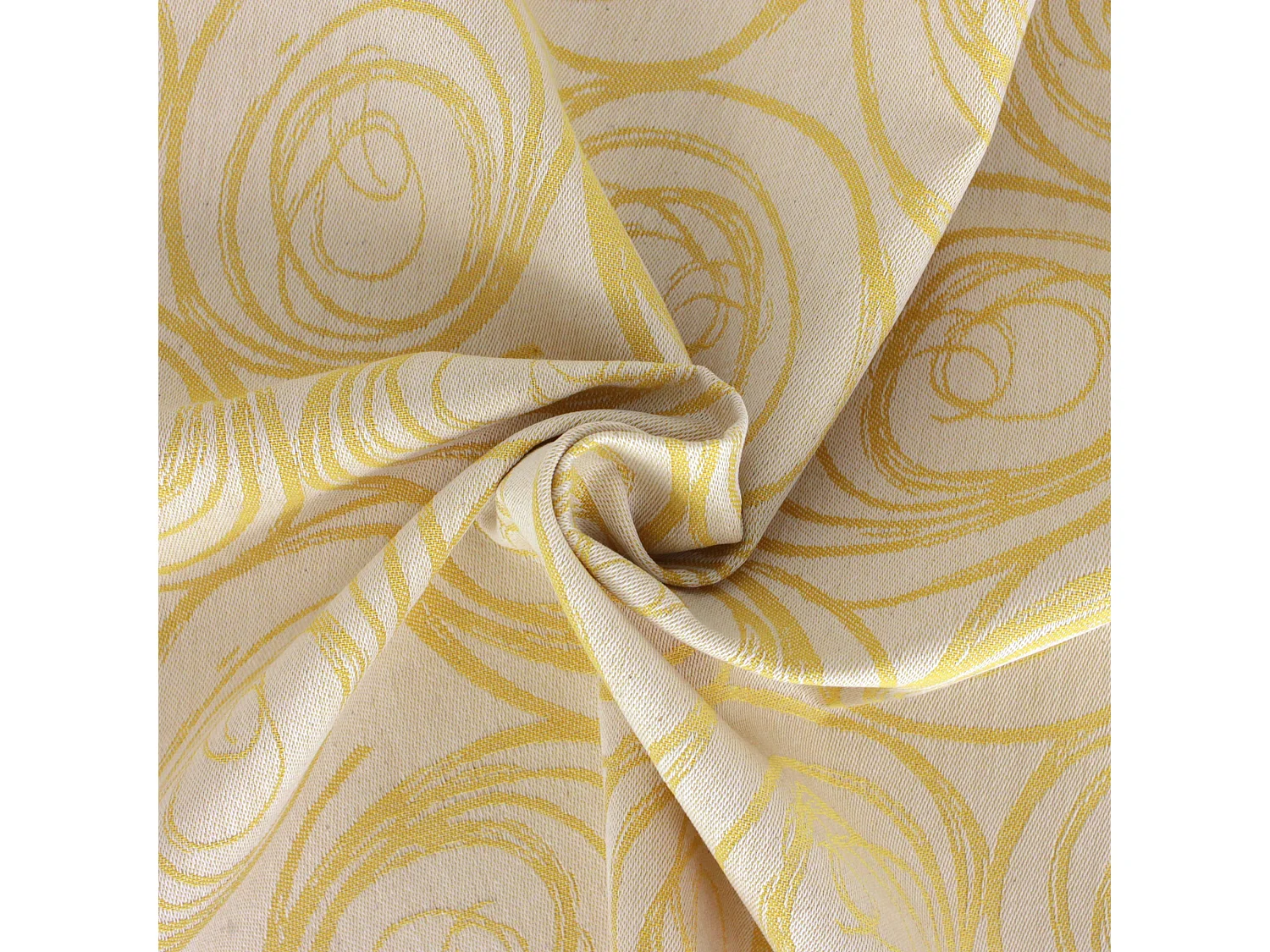 Nappe rectangle 150x350 cm Jacquard coton SPIRALE jaune citron