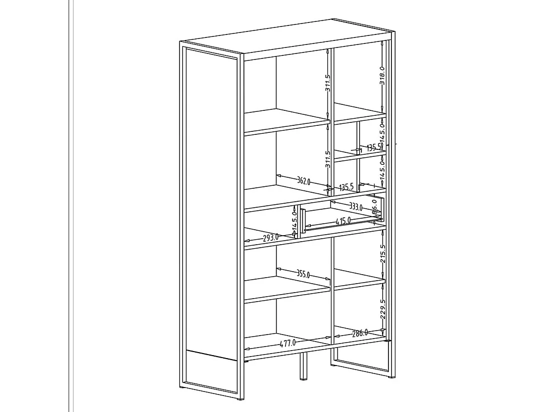 Vaisselier style industriel avec éclairage LED intégrée collection MILO. Coloris épicéa et noir.