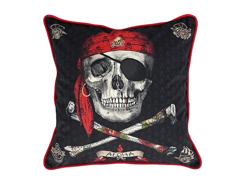 Housse de coussin 45x45 cm Tête de mort Pirate corsair