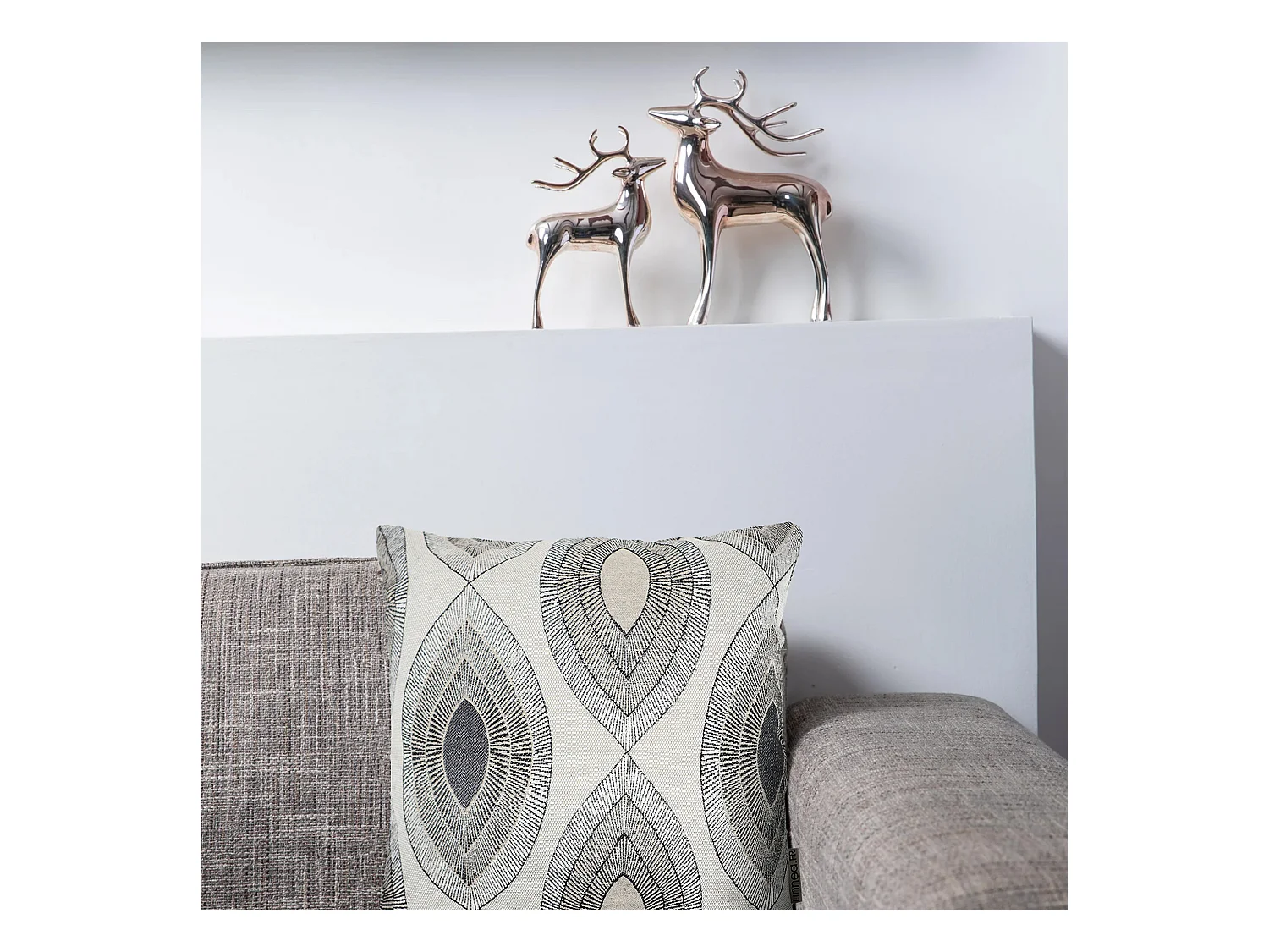 Housse de coussin 80x100 cm MAMA Lin/Noir