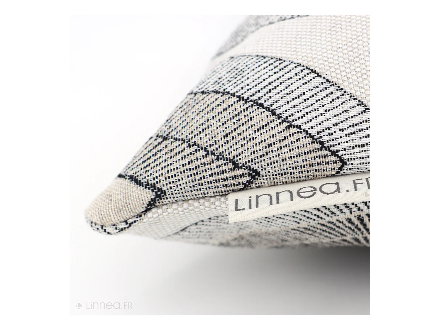 Housse de coussin 80x100 cm MAMA Lin/Noir