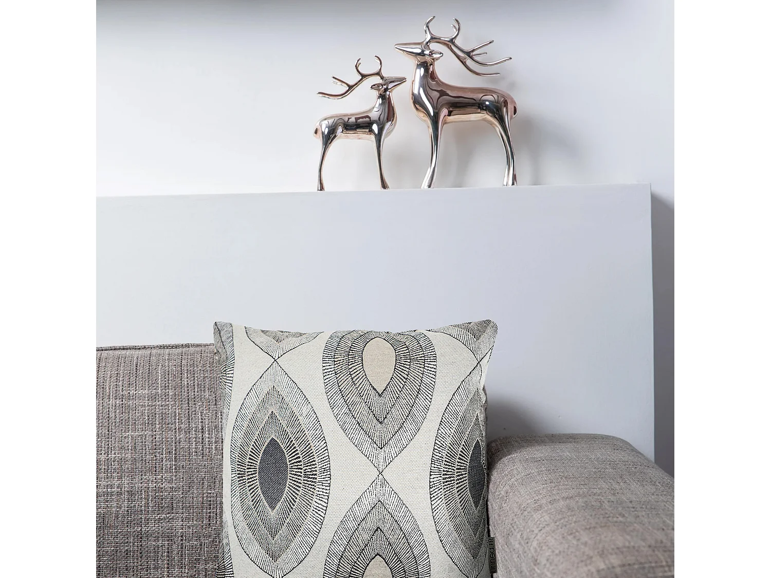 Housse de coussin 80x100 cm MAMA Lin/Noir