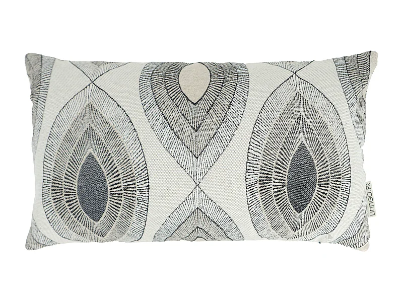 Housse de coussin 30x50 cm MAMA Lin/Noir