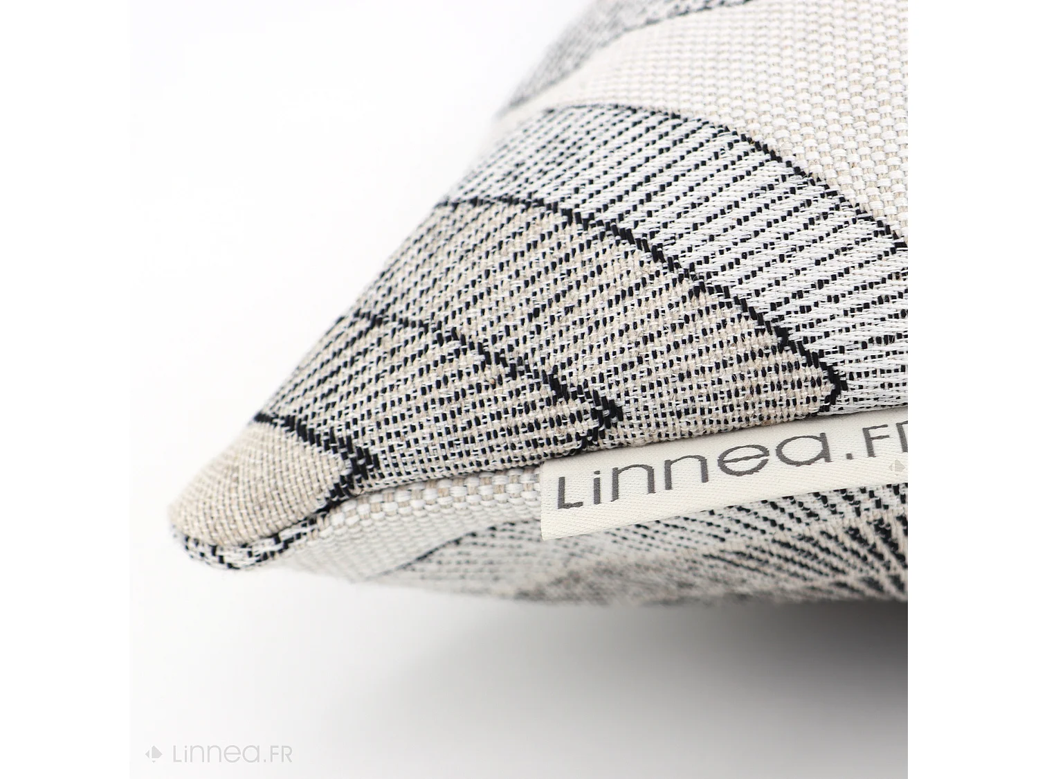 Housse de coussin 30x50 cm MAMA Lin/Noir
