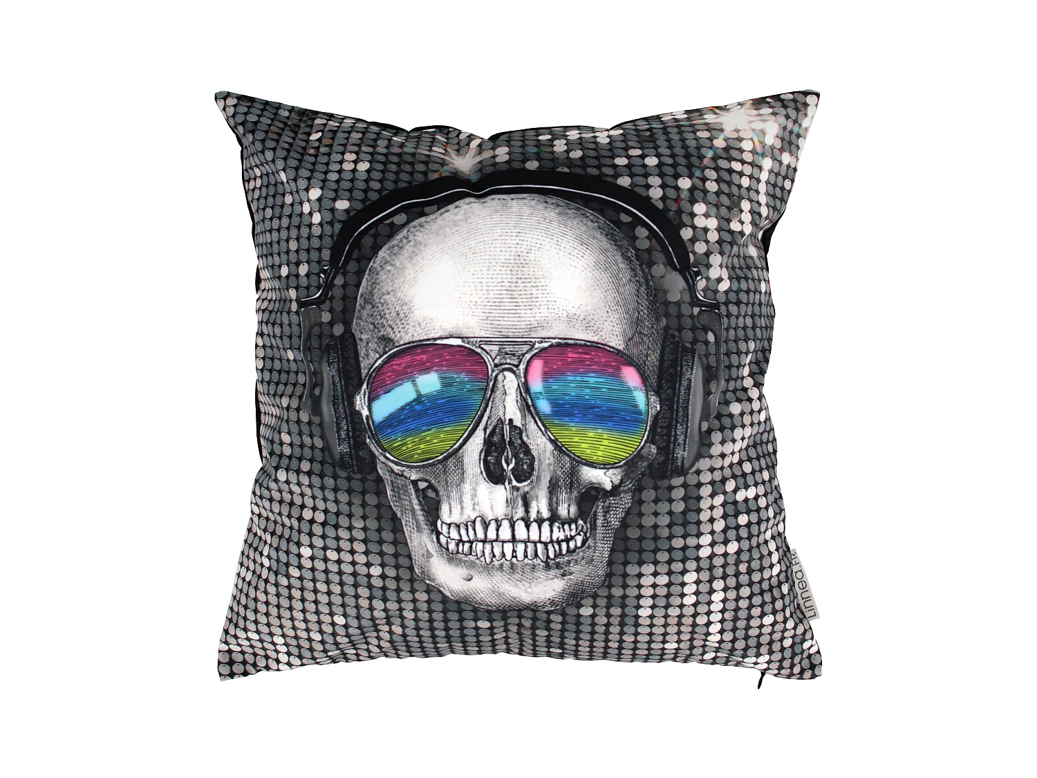 Housse de coussin 45x45 cm Tête de mort DJ disco