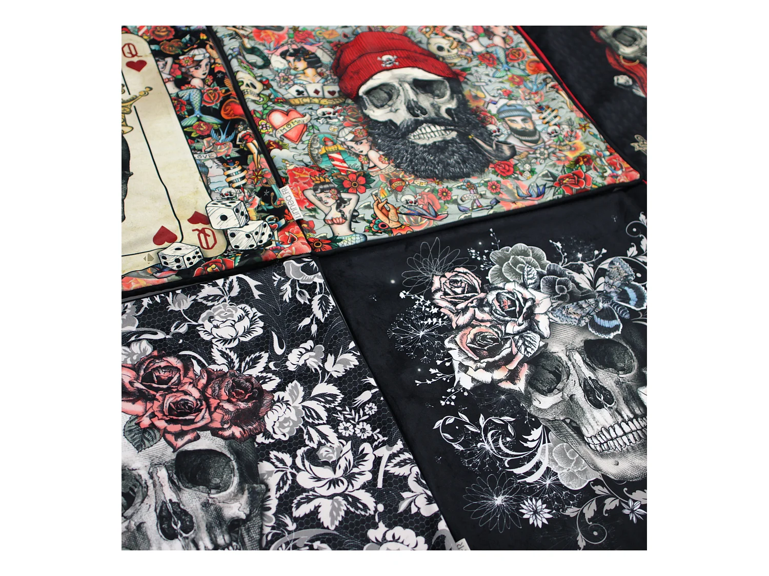 Housse de coussin 45x45 cm Tête de mort DJ disco