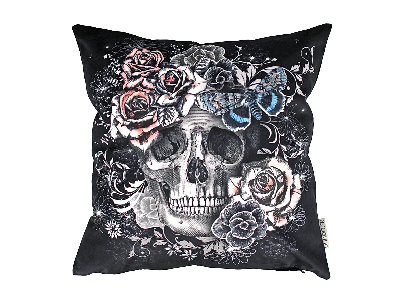 Housse de coussin 45x45 cm Tête de mort Rose envoutante