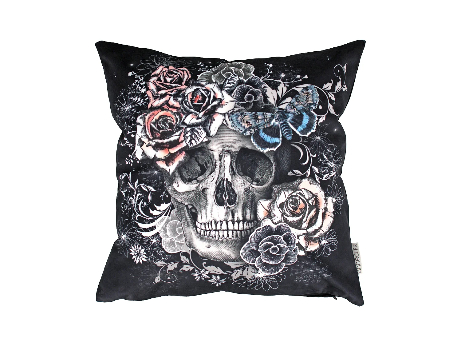 Housse de coussin 45x45 cm Tête de mort Rose envoutante