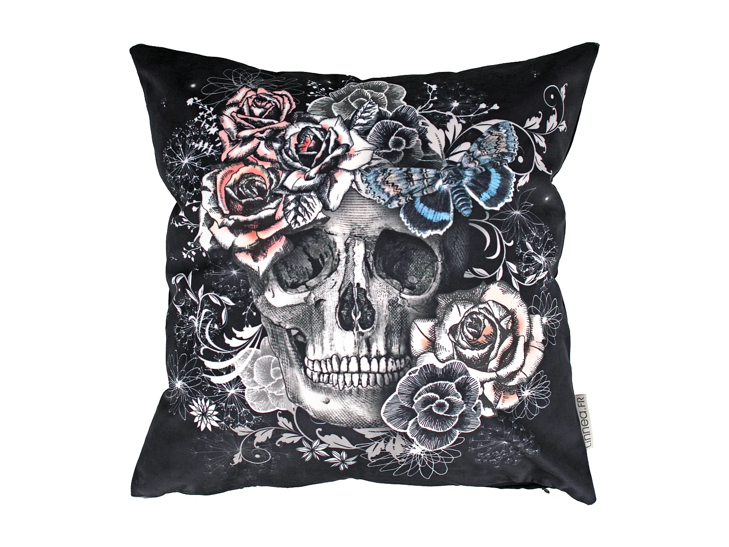 Housse de coussin 45x45 cm Tête de mort Rose envoutante