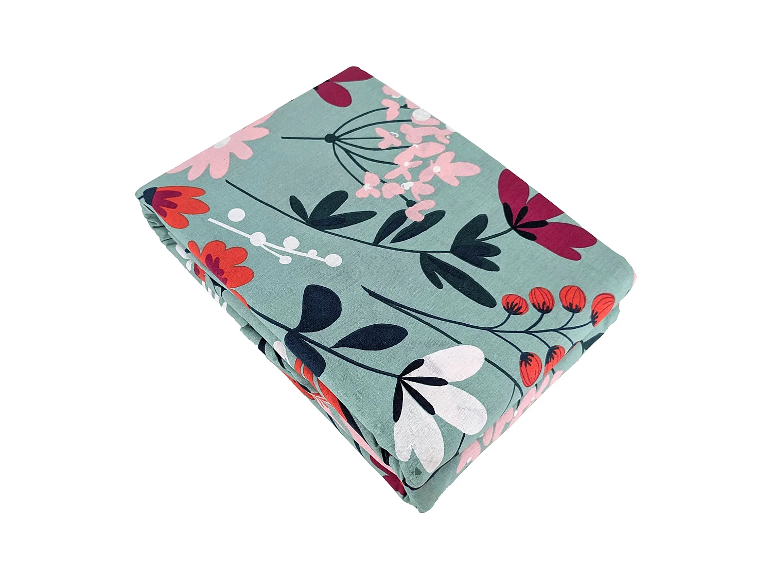 Parure de lit 260x240 cm coton biologique FLORE Bleu 3 pièces