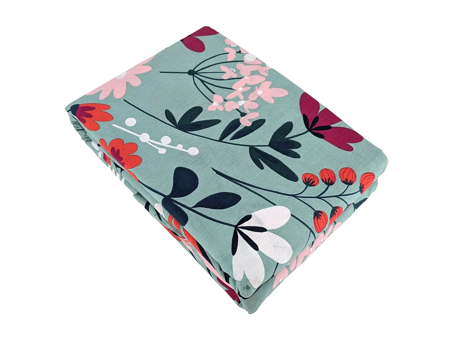 Parure de lit 260x240 cm coton biologique FLORE Bleu 3 pièces