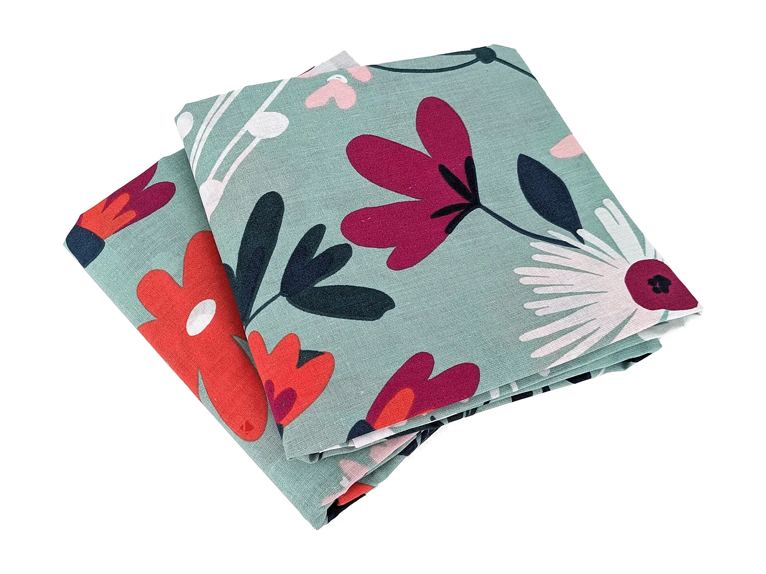 Parure de lit 260x240 cm coton biologique FLORE Bleu 3 pièces