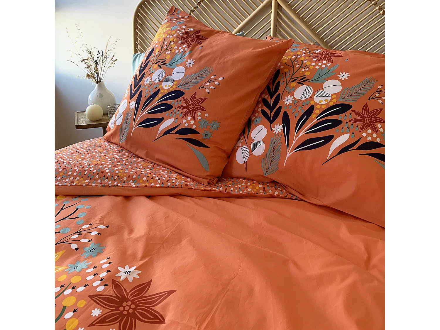 Parure de lit 240x220 cm coton PRAIRIE Orange