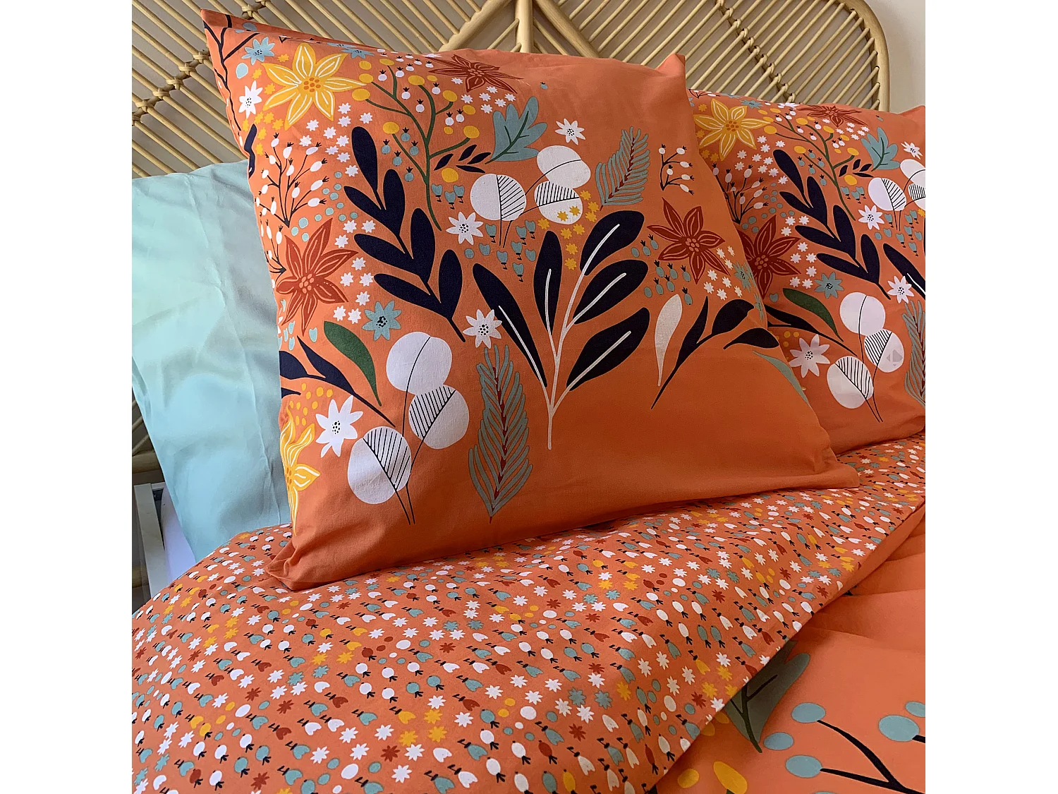 Parure de lit 240x220 cm coton PRAIRIE Orange