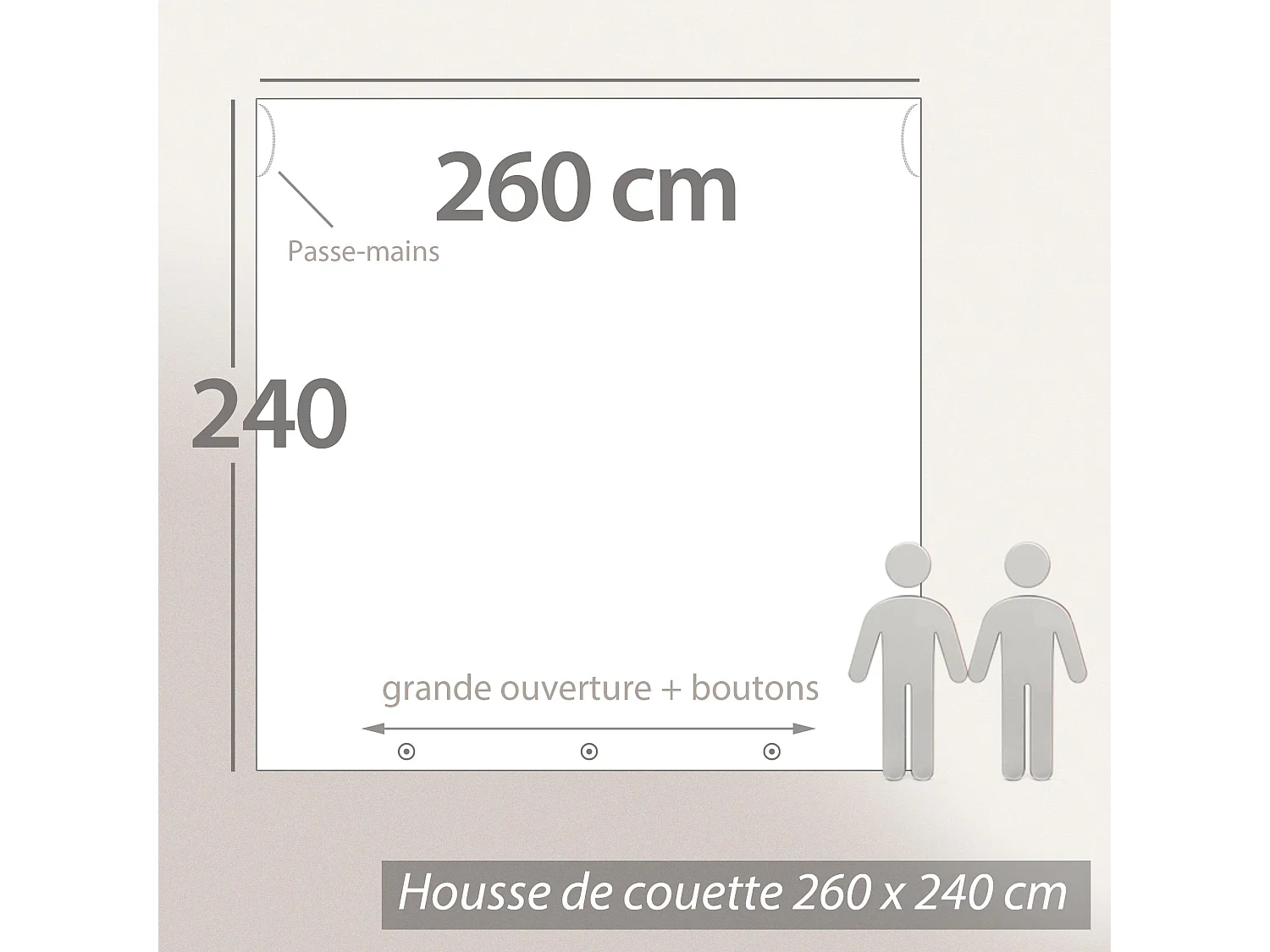Parure de lit 260x240 cm satin de coton SAPRI blanc 3 pièces
