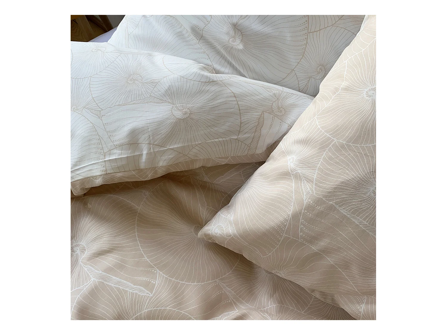 Parure de lit 260x240 cm coton + lyocell PLAGE Ecru