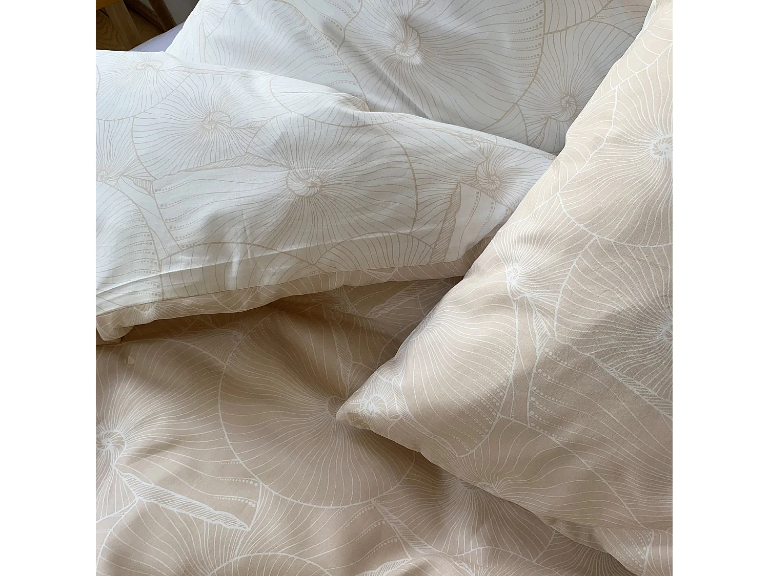 Parure de lit 260x240 cm coton + lyocell PLAGE Ecru