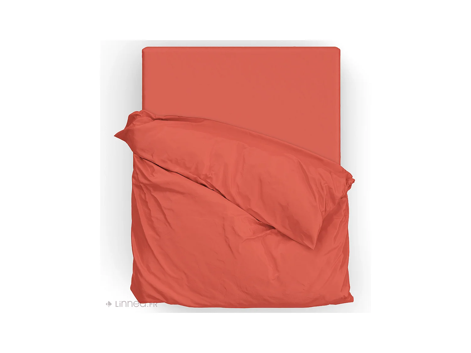 Parure de lit 240x220 cm satin de coton SAPRI rouge sienne 3 pièces