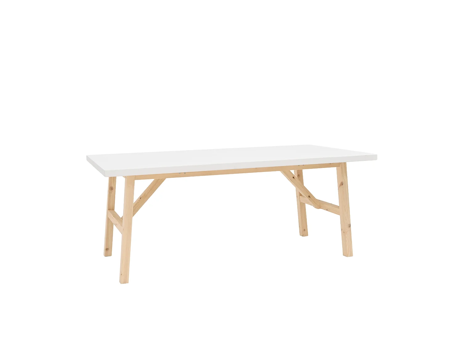 Mesa de comedor de madera maciza de abeto rectangular Decowood en tono blanco de 160x75cm - SIEP - DECOWOOD
