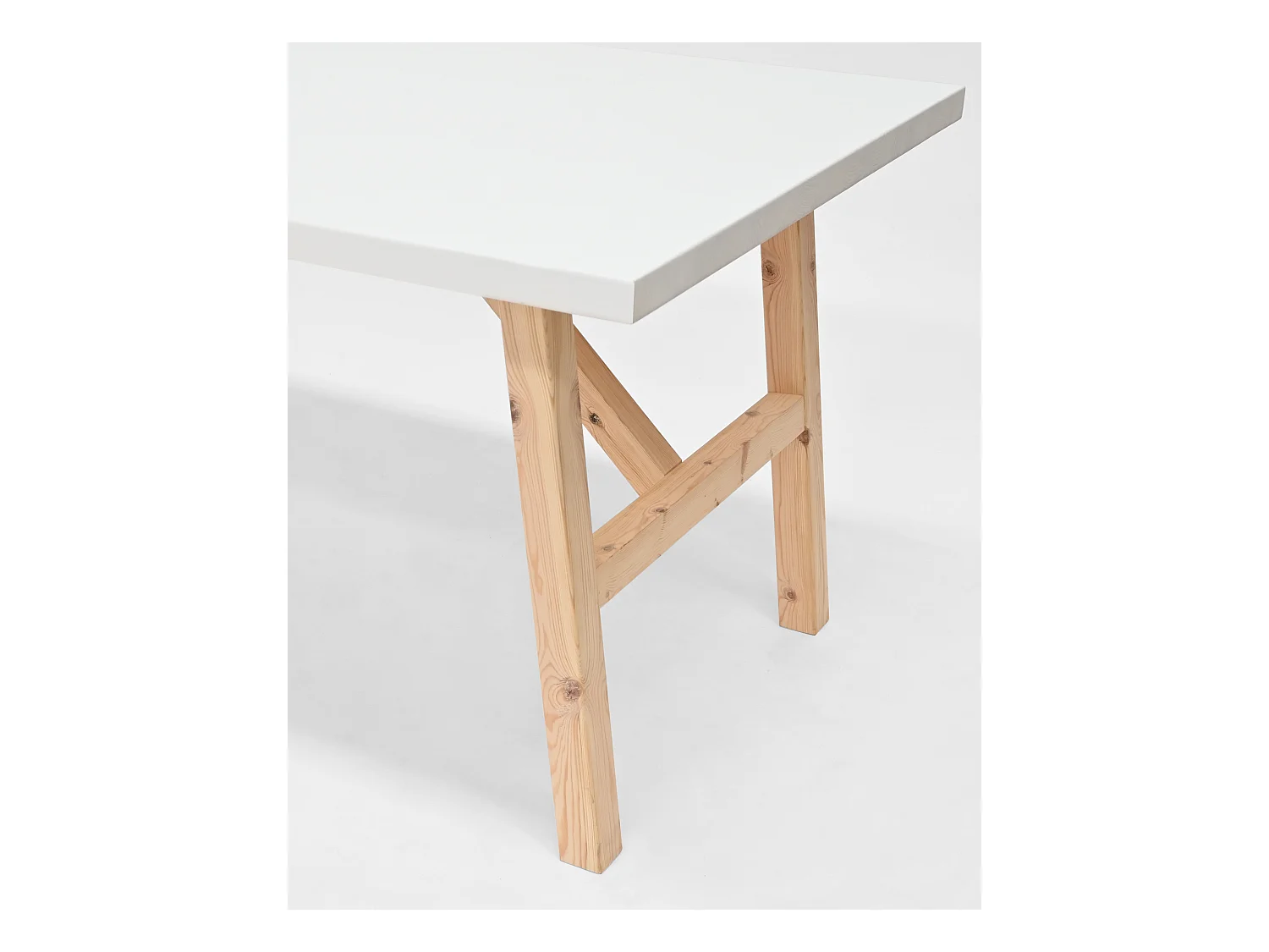 Mesa de comedor de madera maciza de abeto rectangular Decowood en tono blanco de 160x75cm - SIEP - DECOWOOD