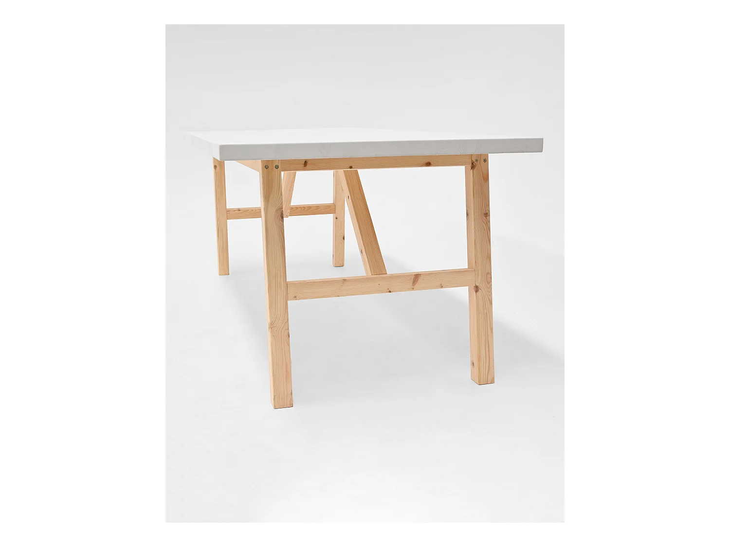 Mesa de comedor de madera maciza de abeto rectangular Decowood en tono blanco de 160x75cm - SIEP - DECOWOOD