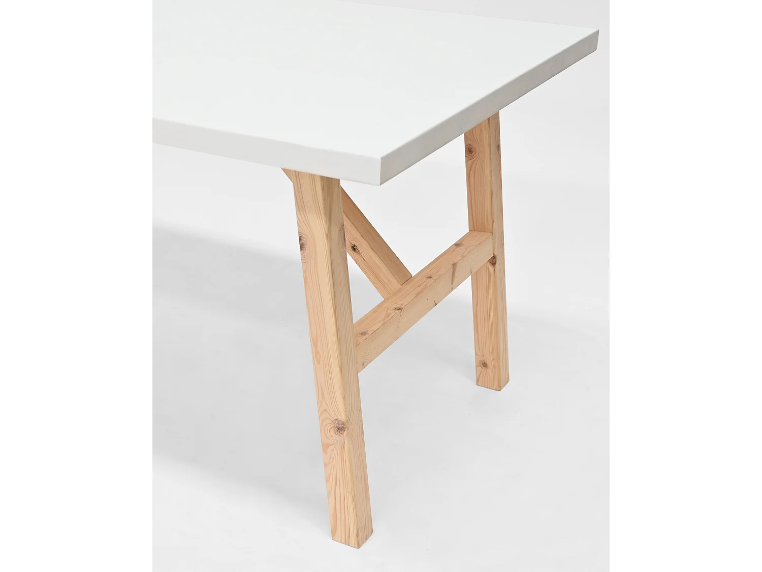 Table à manger en bois de sapin blanc 160x75cm - SIEP - DECOWOOD