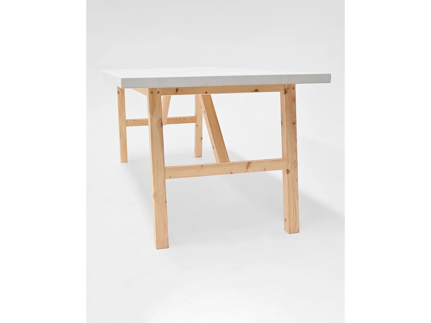 Table à manger en bois de sapin blanc 160x75cm - SIEP - DECOWOOD