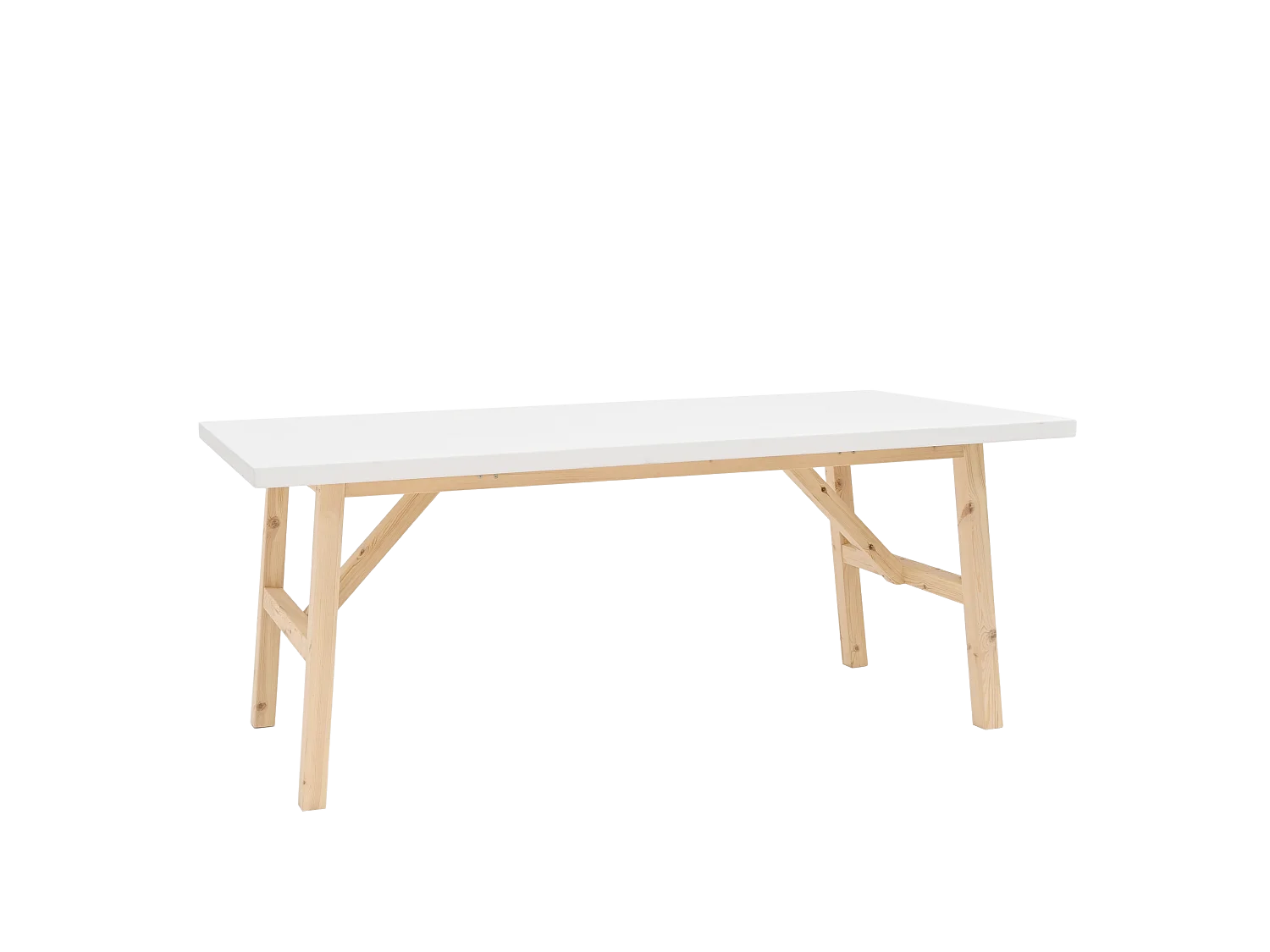 Mesa de comedor de madera maciza de abeto rectangular Decowood en tono blanco de 160x75cm - SIEP - DECOWOOD