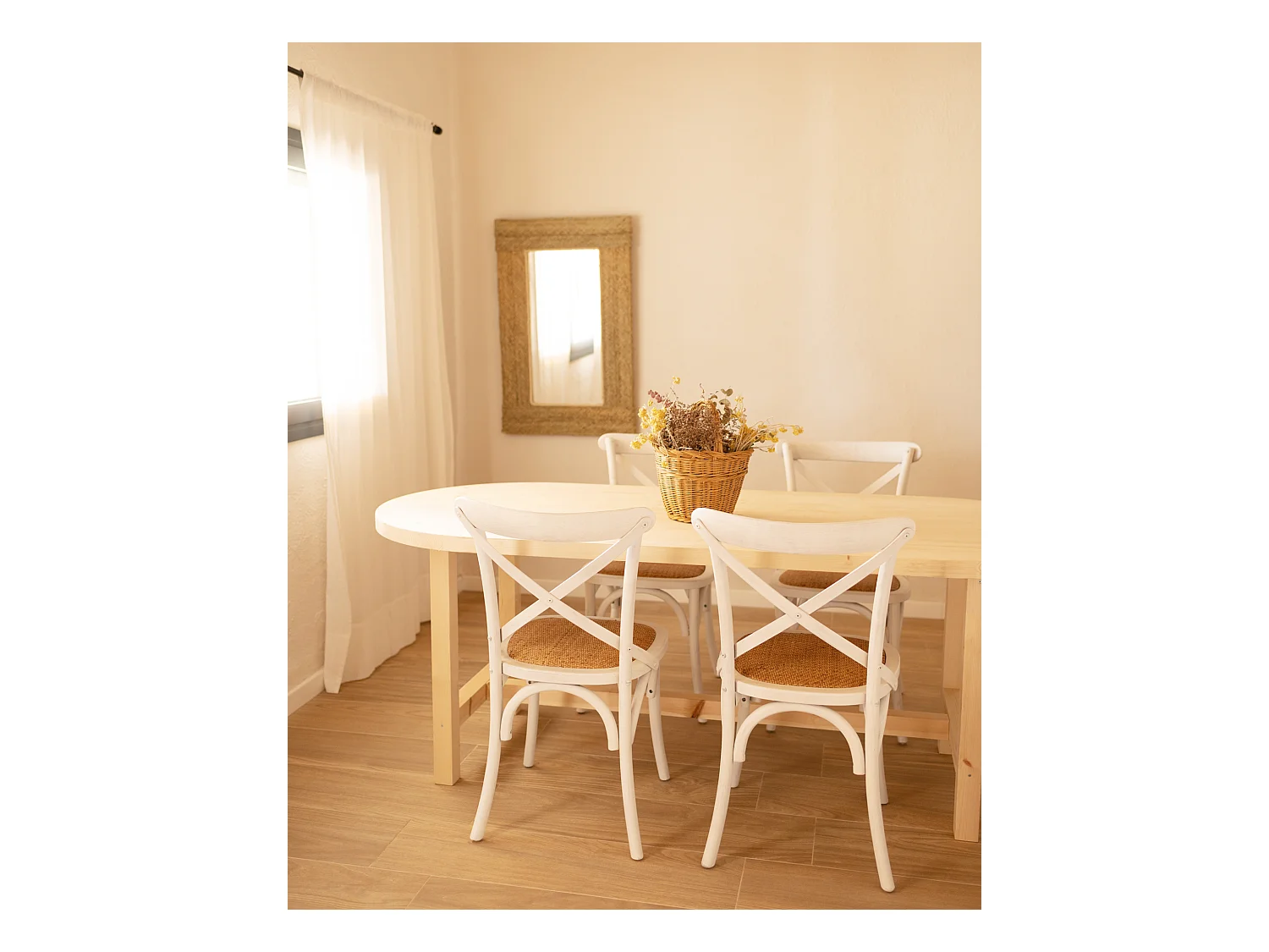 Tavolo da pranzo ovale in legno massello in tono naturale 180x75cm - OLIVIA - DECOWOOD