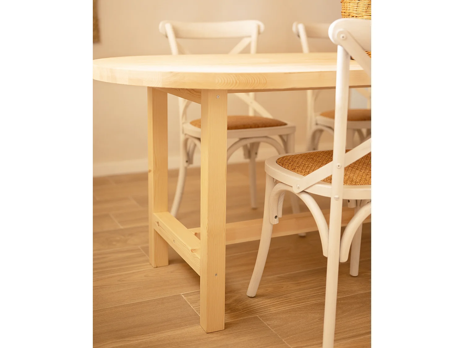 Mesa de comedor de madera maciza de abeto ovalada Decowood en tono natural de 180x80cm - OLIVIA - DECOWOOD