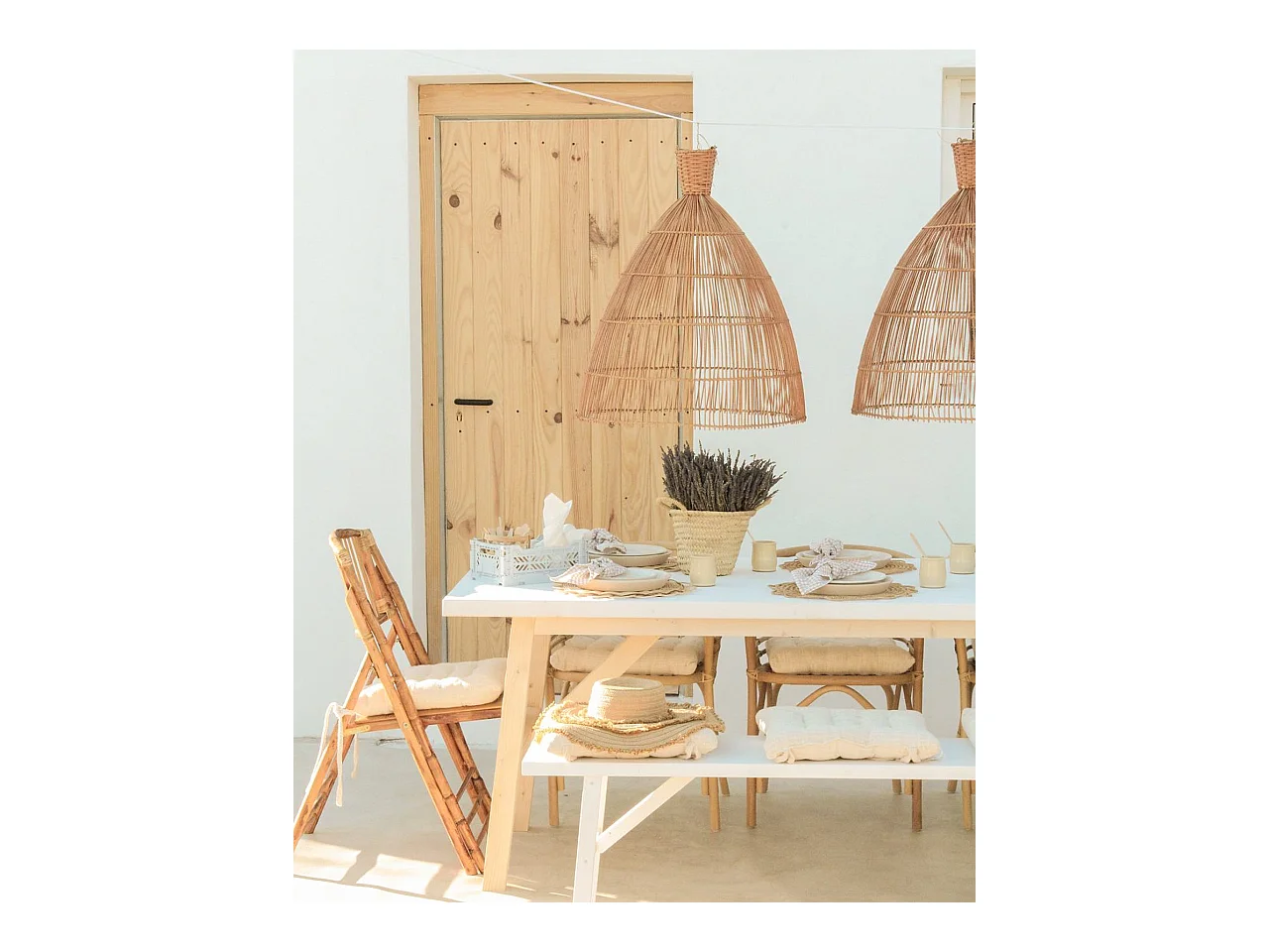 Mesa de comedor de madera maciza de abeto rectangular Decowood en tono blanco de 120x75cm - SIEP - DECOWOOD