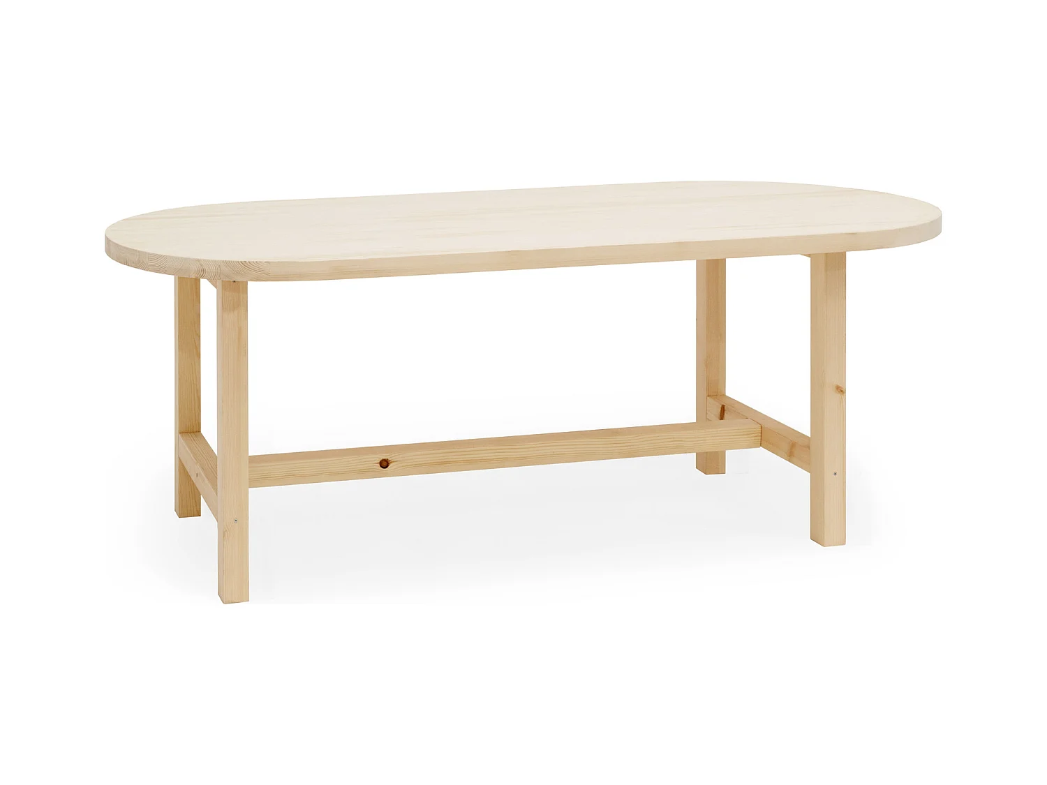 Mesa de comedor de madera maciza de abeto ovalada Decowood en tono natural de 200x85cm - OLIVIA - DECOWOOD