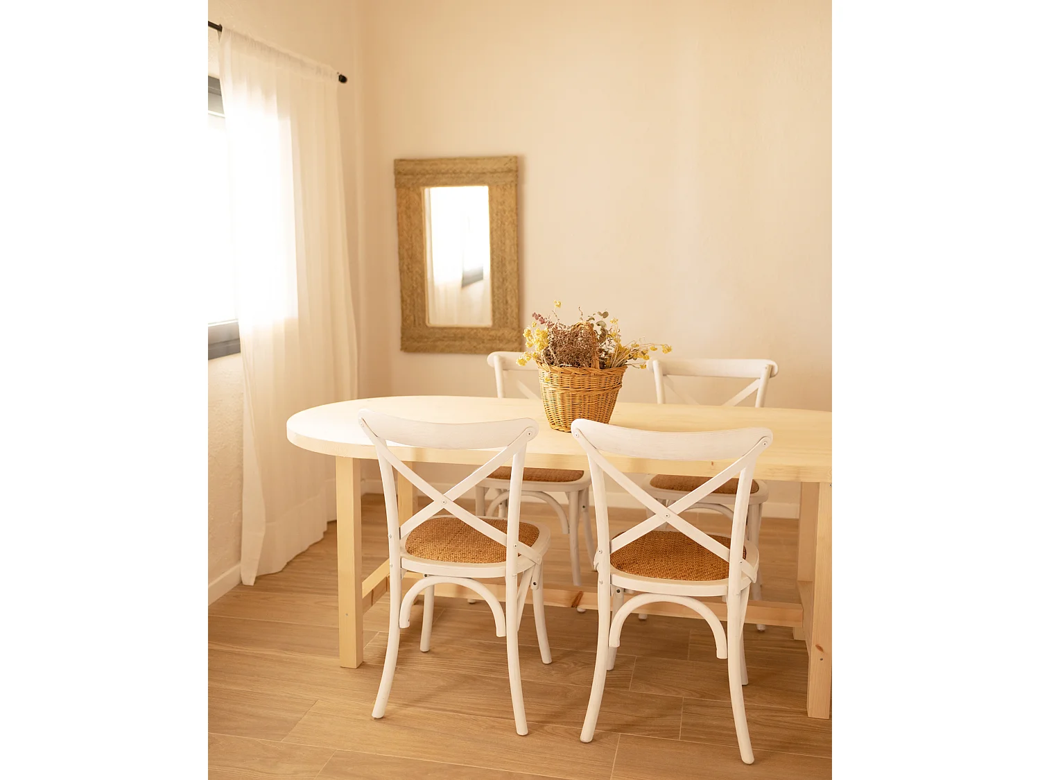 Table de salle à manger en bois de sapin naturelle 160x75cm - OLIVIA - DECOWOOD