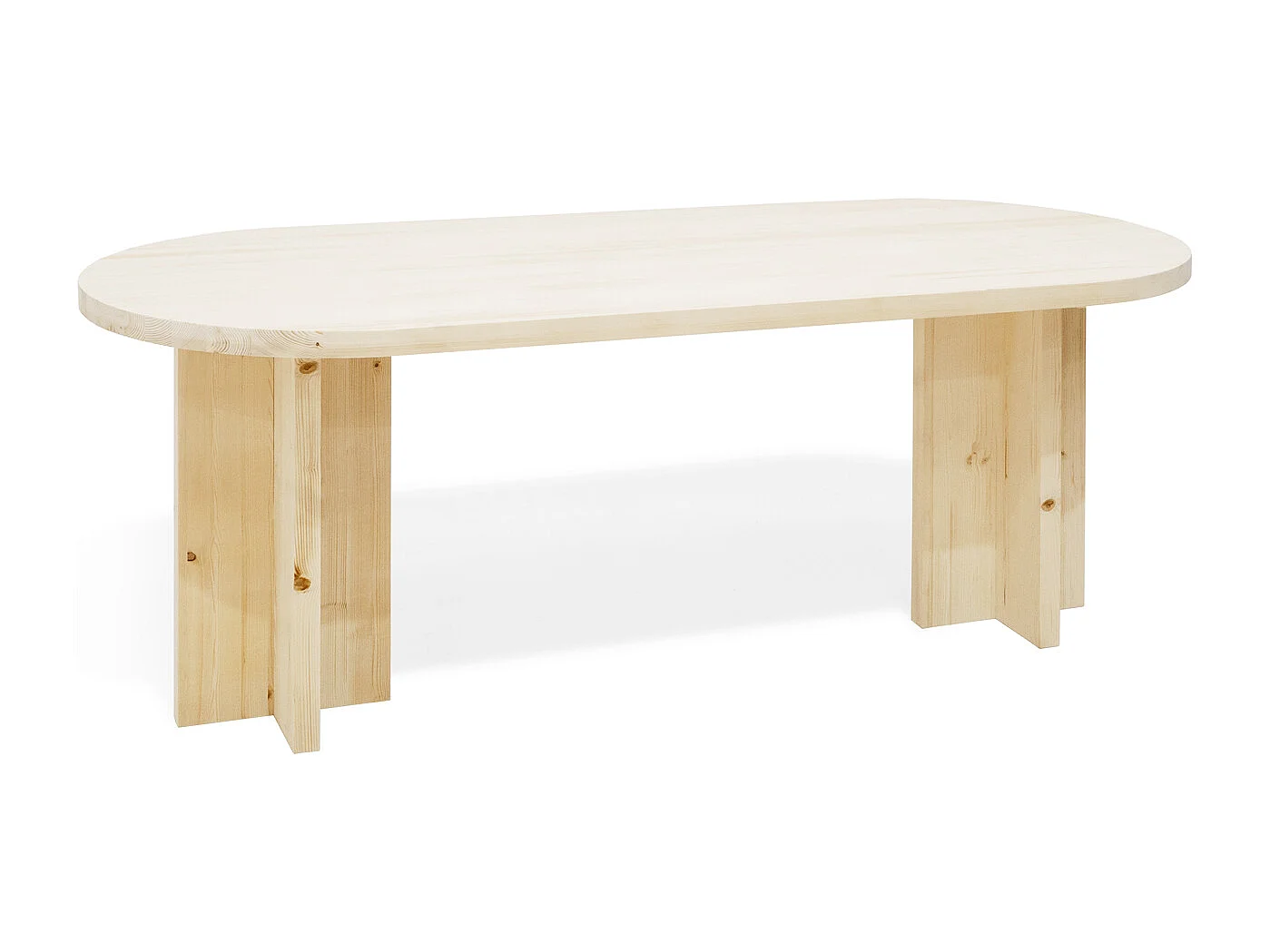 Mesa de comedor de madera maciza de abeto ovalada Decowood en tono natural de 160x78cm - TOKYO - DECOWOOD