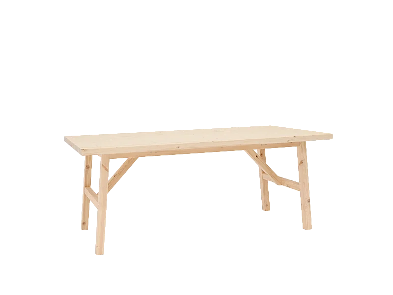 Tavolo da pranzo rettangolare in legno massello in tono naturale 200x75cm - SIEP - DECOWOOD