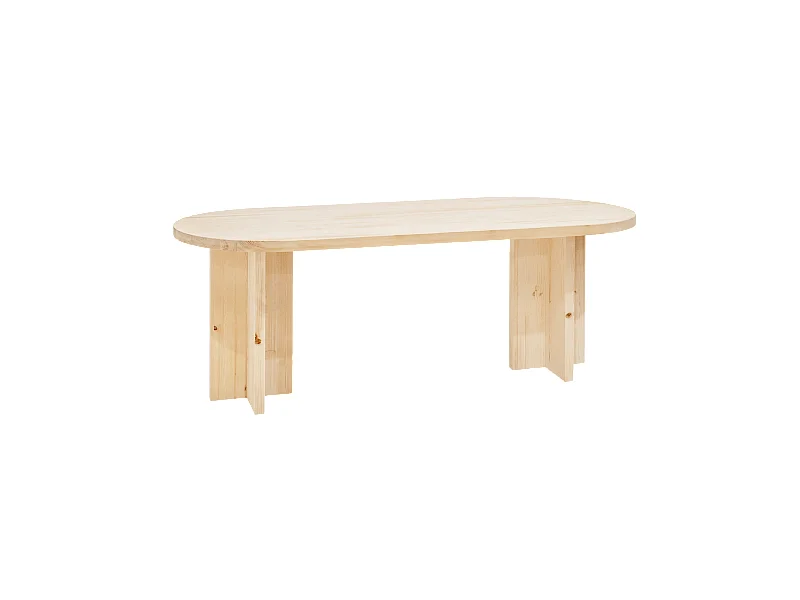 Table à manger ovale en bois de sapin naturel 200x75cm - TOKYO - DECOWOOD
