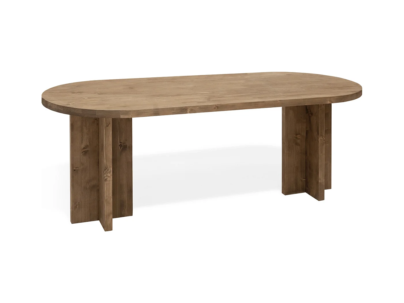 Mesa de comedor de madera maciza de abeto ovalada Decowood en tono roble oscuro de 160x78cm - TOKYO - DECOWOOD